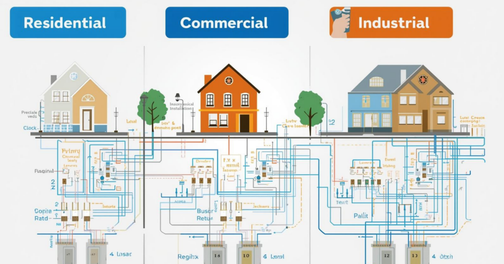 Diferenças entre Instalações Elétricas Residenciais, Comerciais e Industriais: O Que Você Precisa Saber